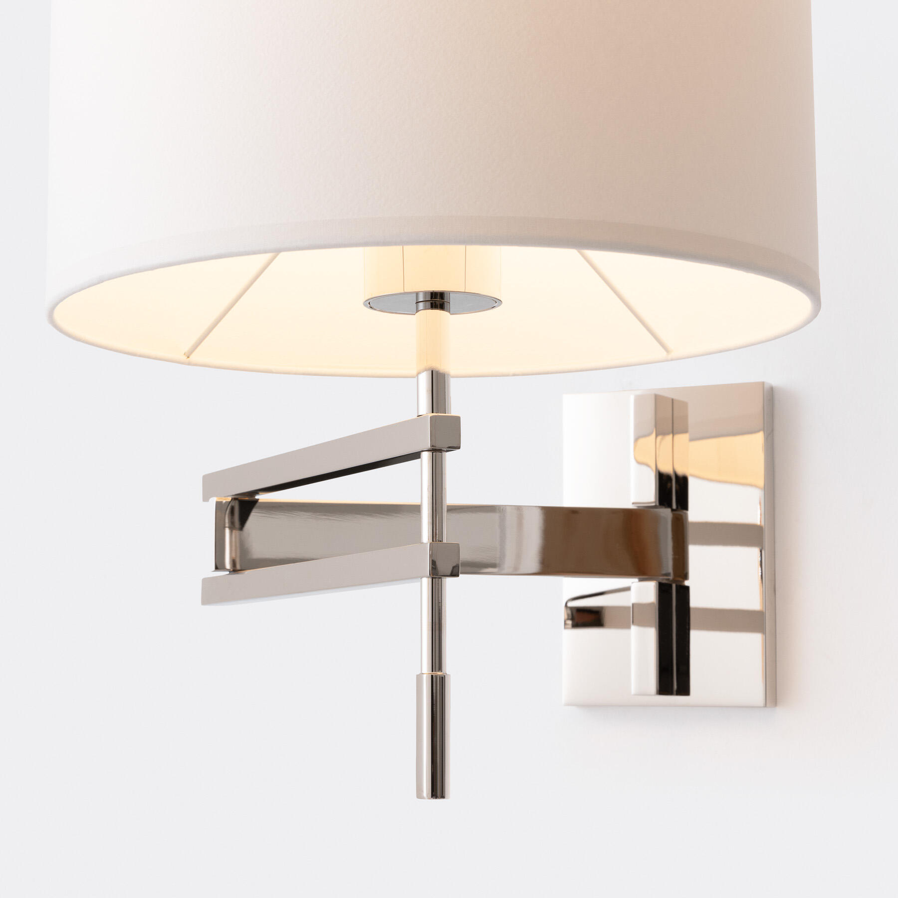 Signature Swing Arm Sconce, Polished Nickel, Aquarelle Diffuser Shade