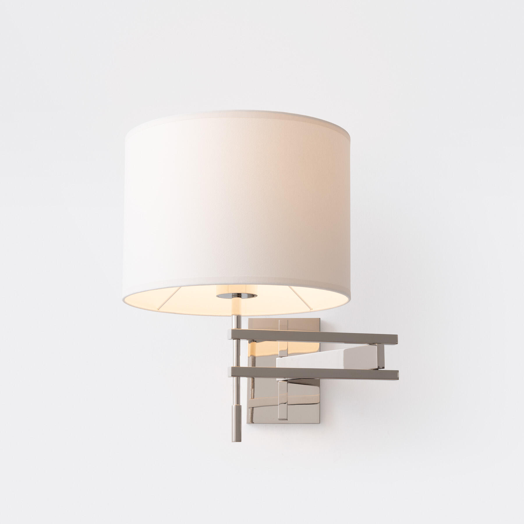 Signature Swing Arm Sconce, Polished Nickel, Aquarelle Diffuser Shade