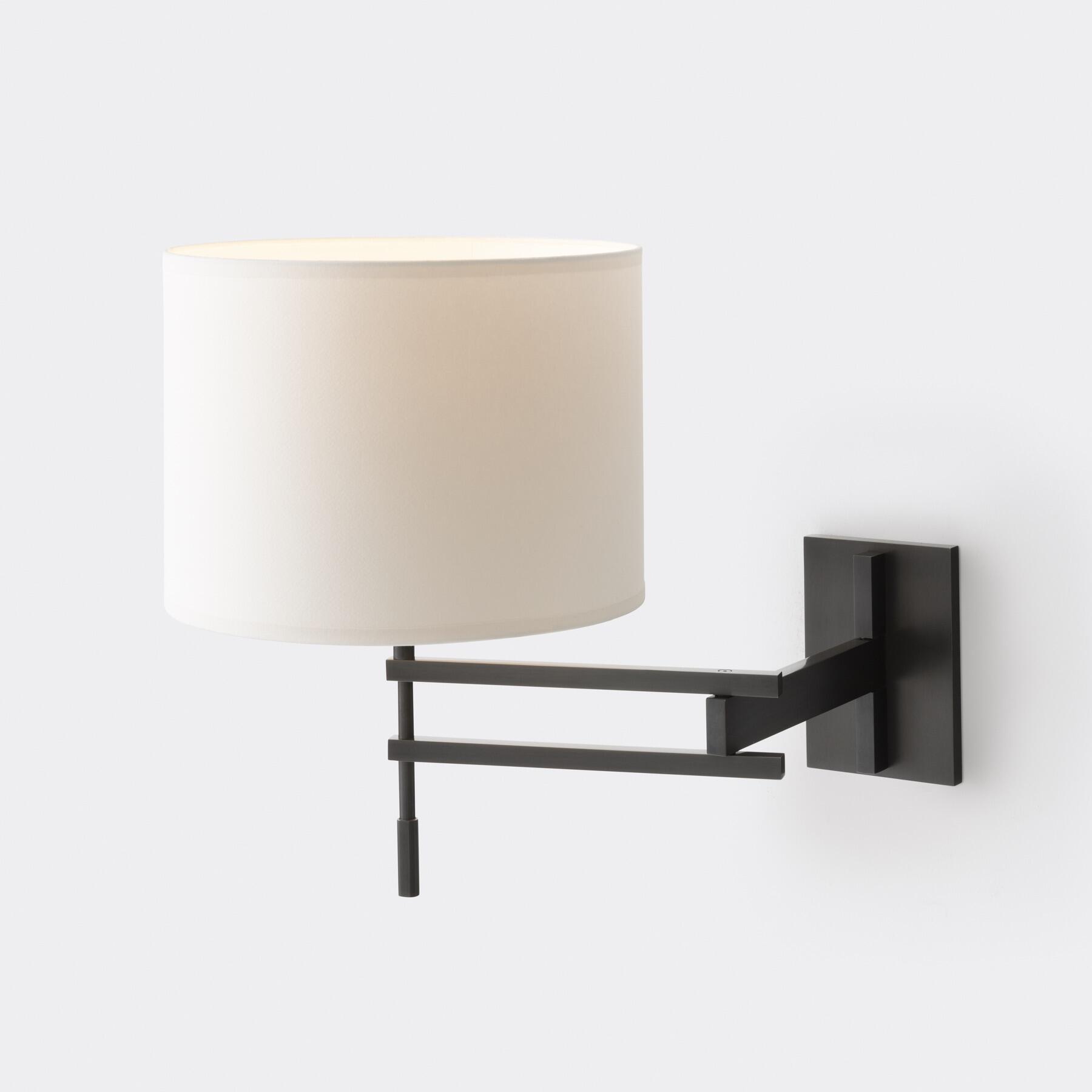 Signature Swing Arm Sconce, Satin Gunmetal, Aquarelle Shade