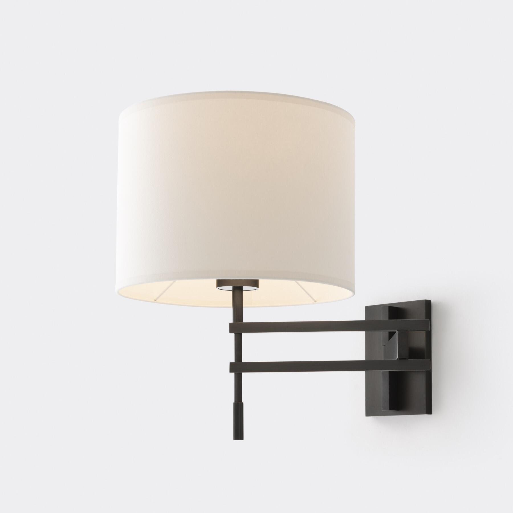 Signature Swing Arm Sconce, Satin Gunmetal, Aquarelle Shade