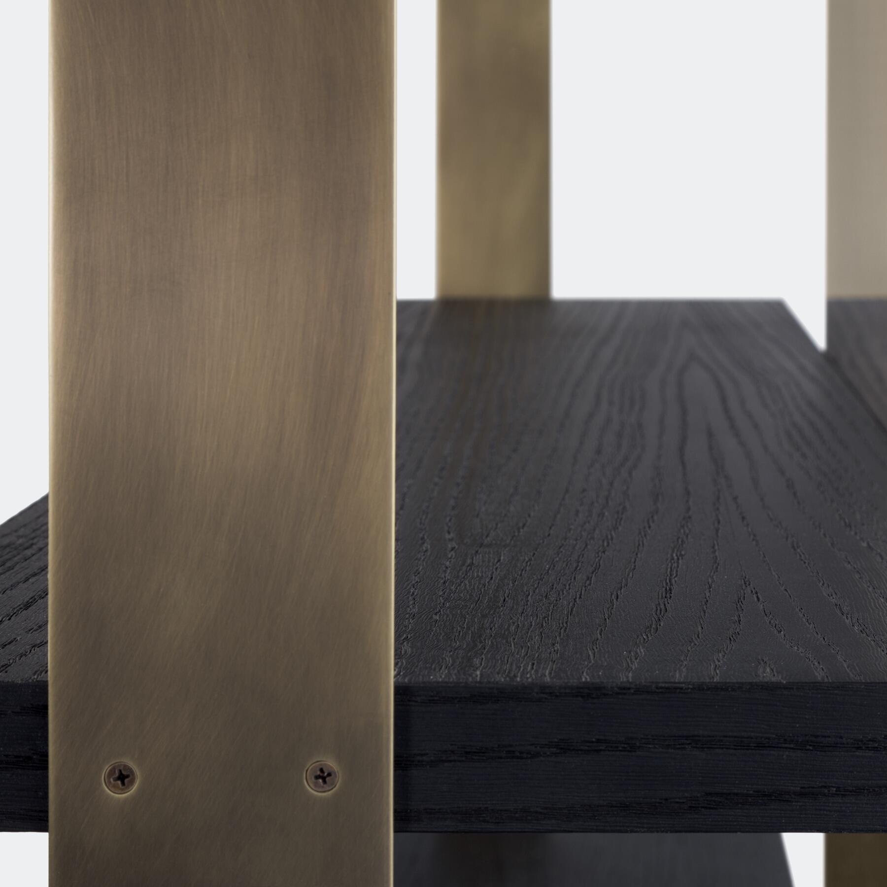 Holt Bookcase, Burnished Brass, Sandblasted Oak True Black