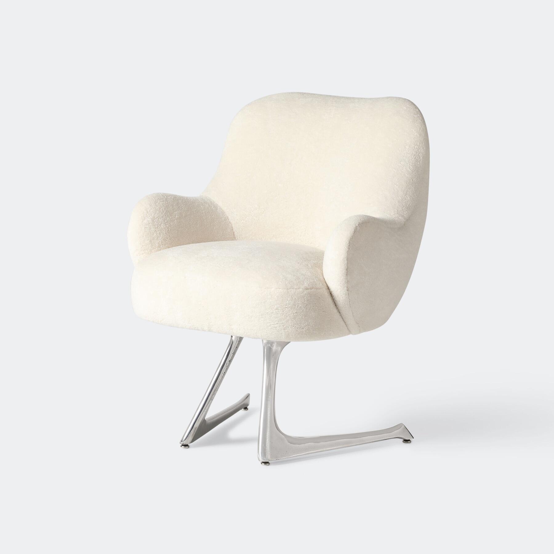 Barrel Unicorn Chair, Polished Aluminum, 1978/01 Smokey: Vanilla