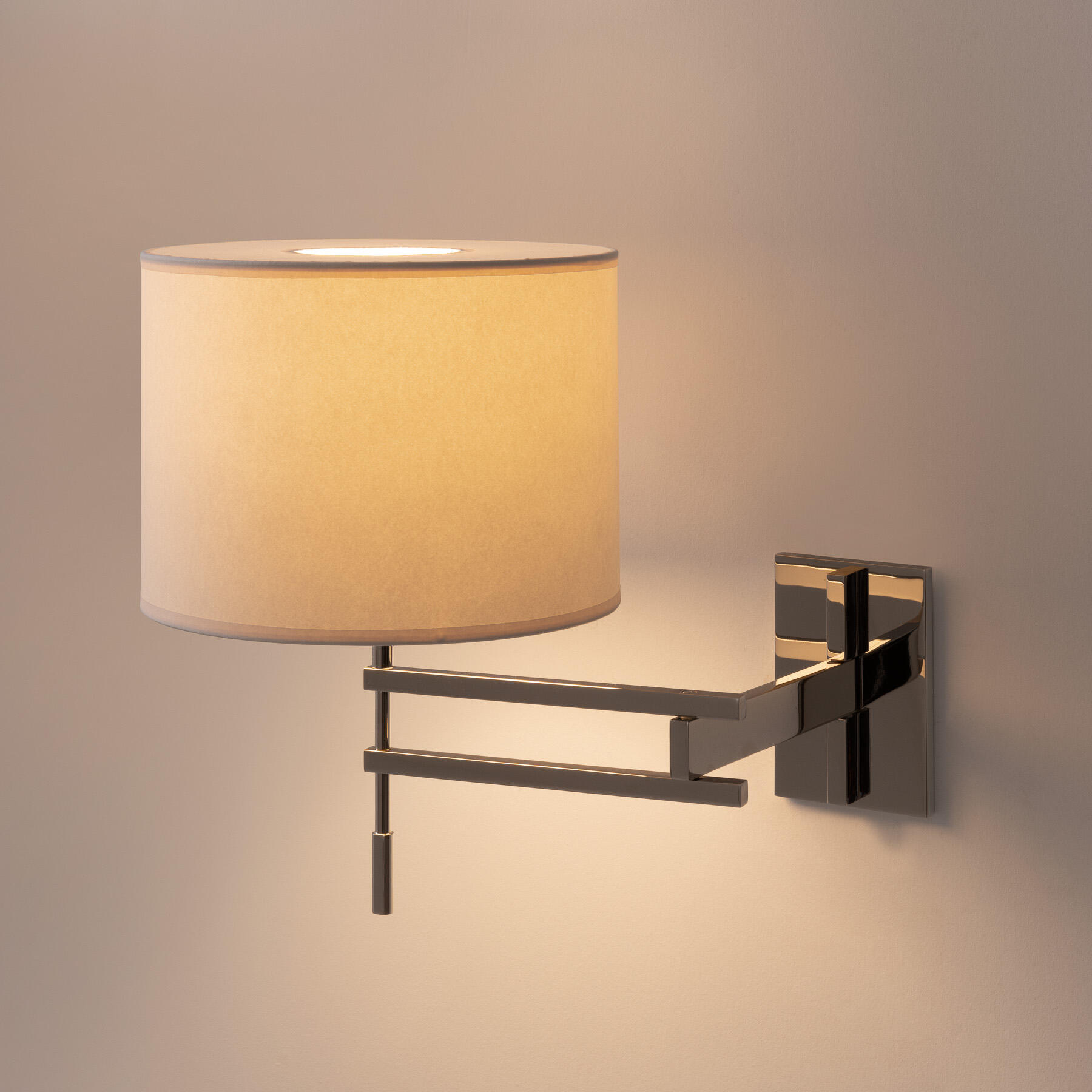 Signature Swing Arm Sconce, Polished Nickel, Aquarelle Diffuser Shade