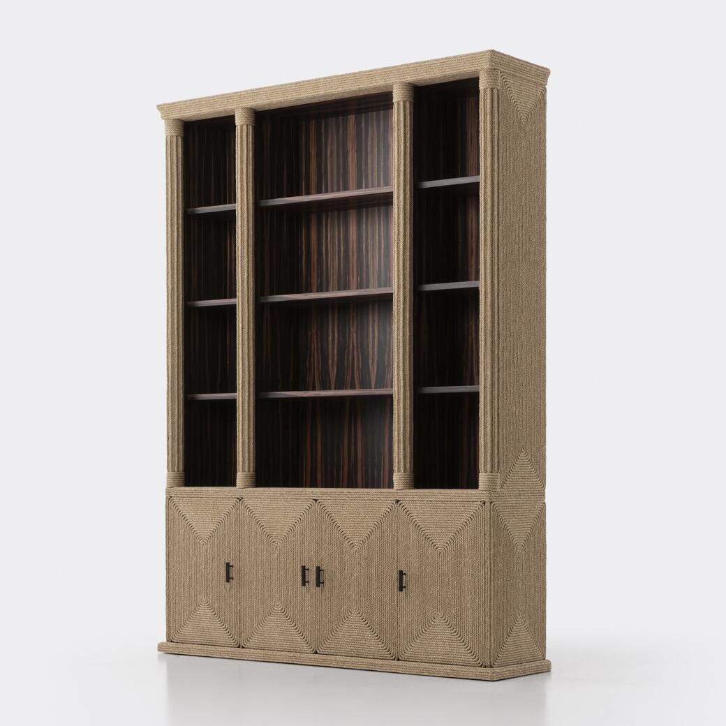 Afritaco Bookcase Cabinet, Natural Hemp, Macassar