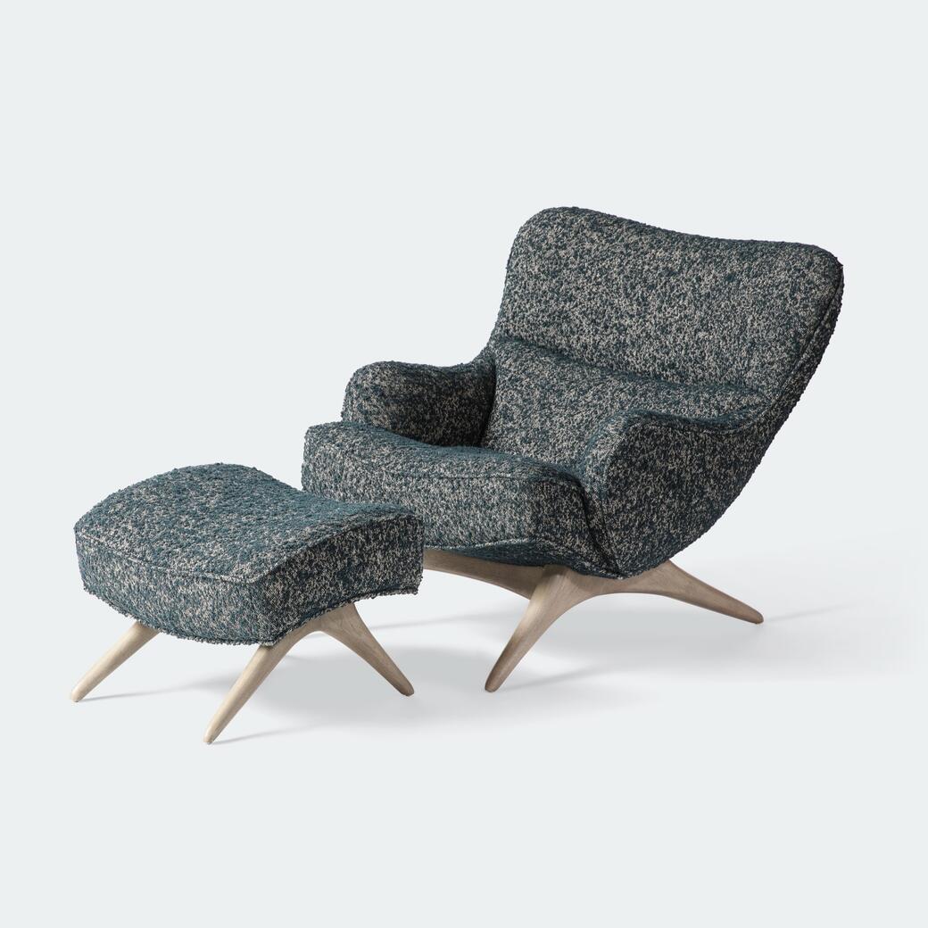 Barrel Ottoman, Walnut Driftwood, 4018/08 Los Cabos: Deep Loden